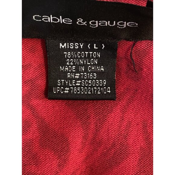 Cable & Gauge L Red Black Animal Print Button Up Cardigan Sweater Rhinestones - Picture 9 of 9